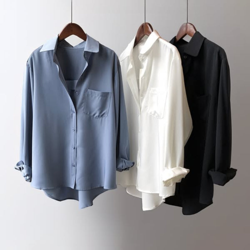 Women's Silk Blouse – Button-Down, Chest Pocket
