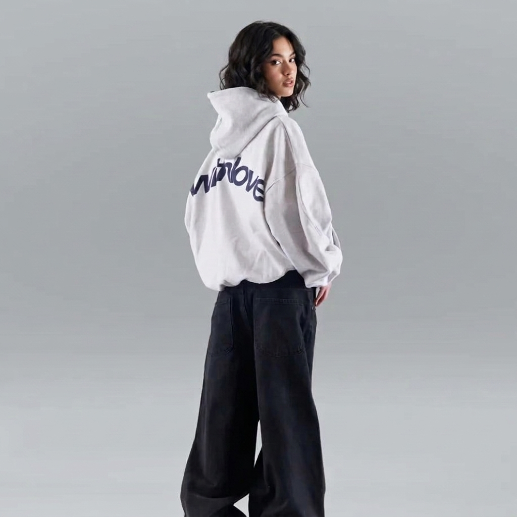 Women's Oversized Hoodie – Graphic Back Print, Fleece