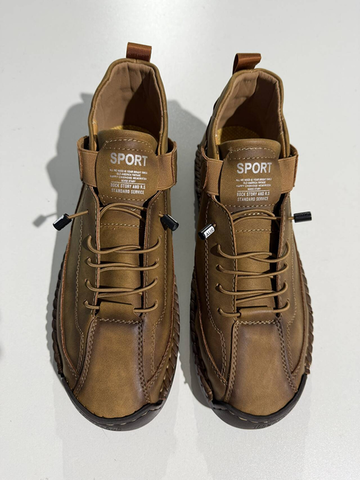 Men's Leather Casual Sneakers with Strap