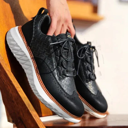 Men's Textured Wingtip Lace-Up Sneakers