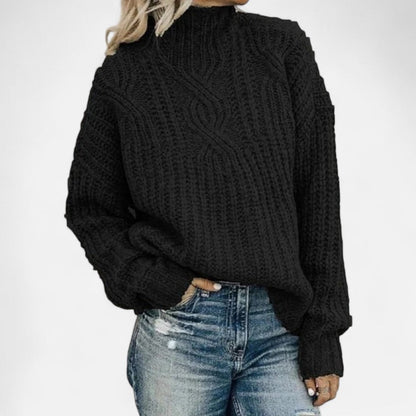 Women's Chunky Cable Knit High Neck Sweater