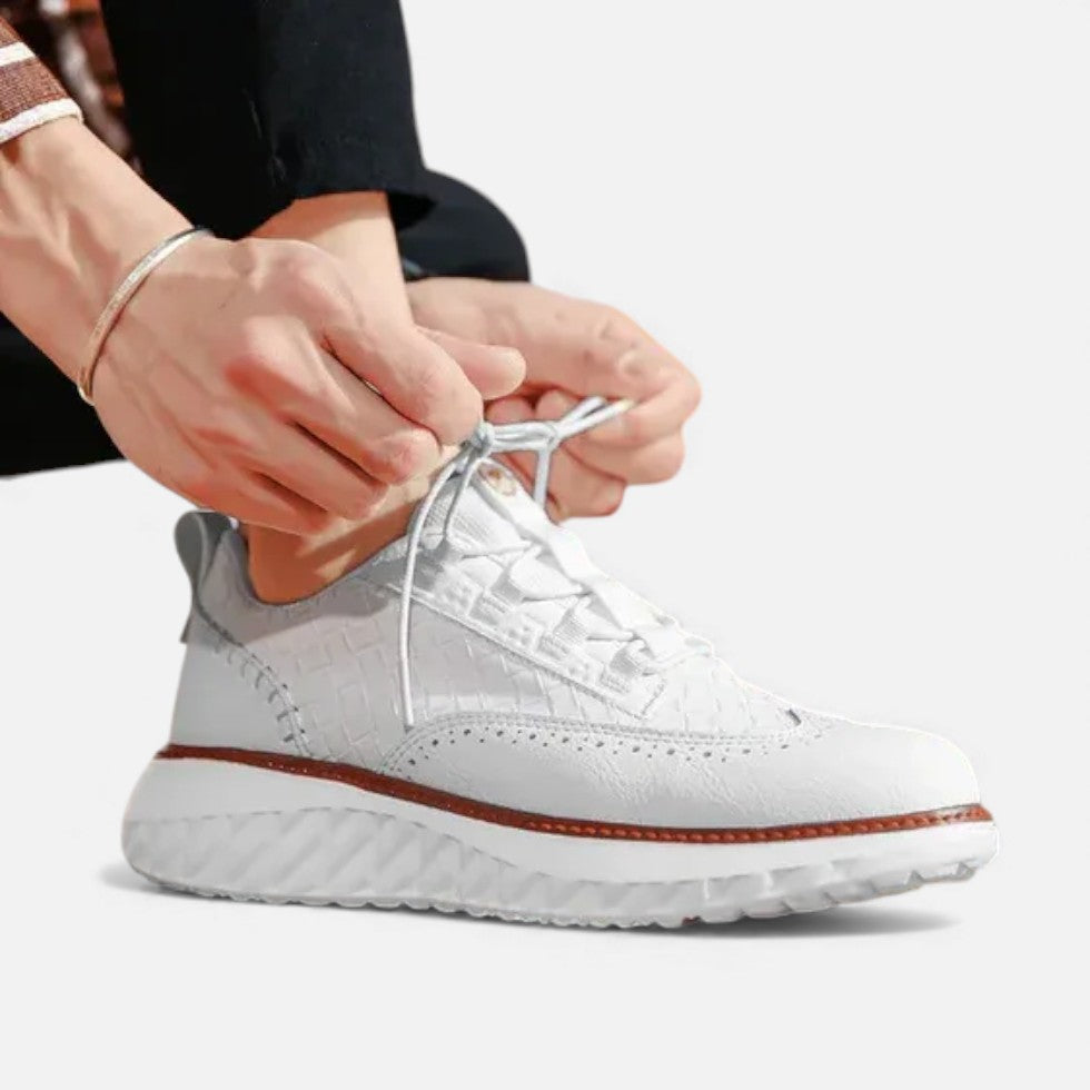 Men's Textured Wingtip Lace-Up Sneakers