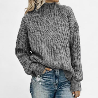 Women's Chunky Cable Knit High Neck Sweater