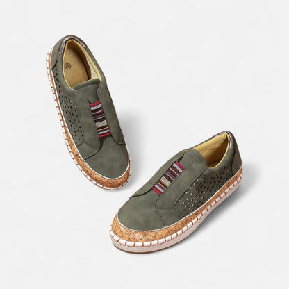 Women's Perforated Faux Leather Slip-On Sneakers