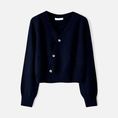 Women's Asymmetric Wool Blend Cropped Cardigan