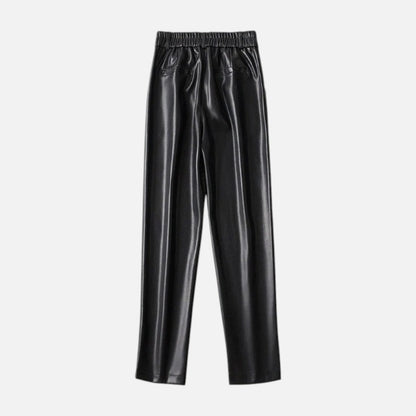 Women's Belted Faux Leather Wide-Leg Pants