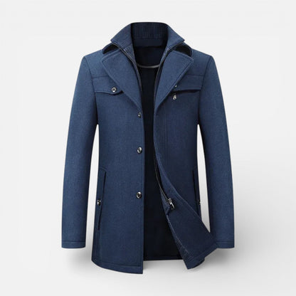 Men's Short Coat with Zip Bib and Button Closure
