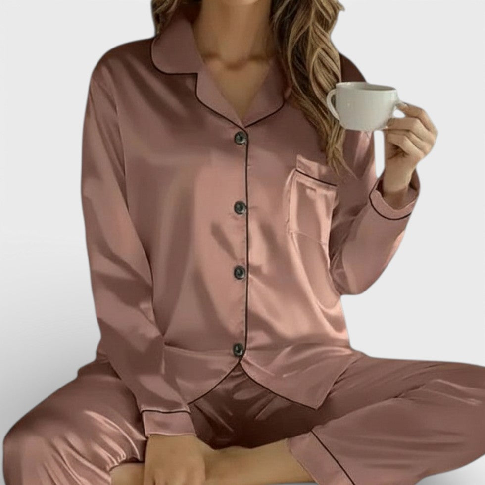 Women's Satin Long Sleeve Pajama Set