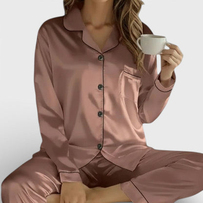 Women's Satin Long Sleeve Pajama Set