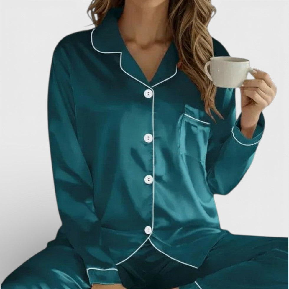 Women's Satin Long Sleeve Pajama Set
