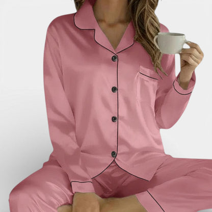 Women's Satin Long Sleeve Pajama Set