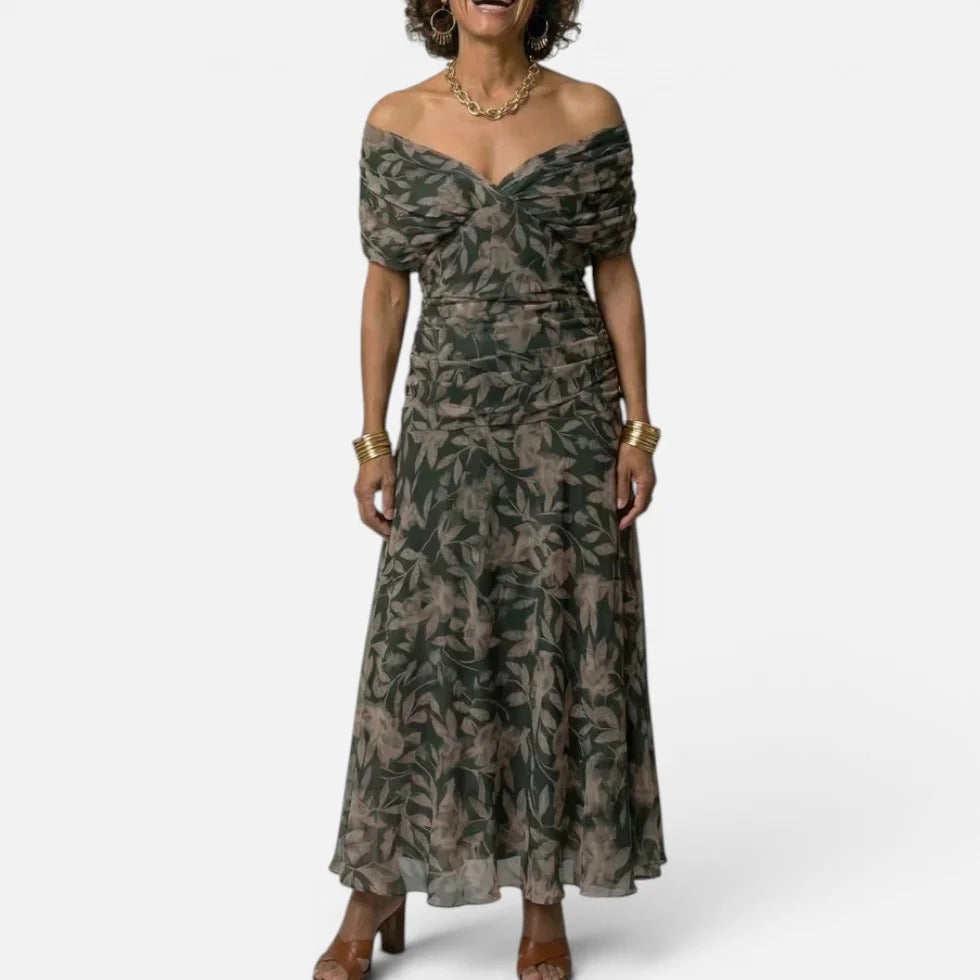 Women's Floral Wrap Midi Dress with V-Neck