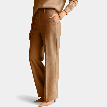 Women's Straight Leg Pants with Herringbone Pattern