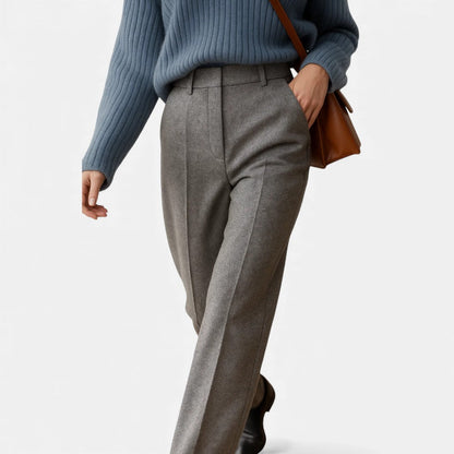 Women's Straight Leg Pants with Herringbone Pattern