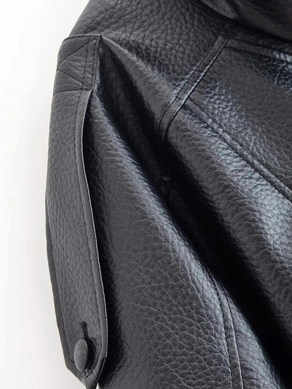 Women's Leather Jacket – Funnel Neck Asymmetric