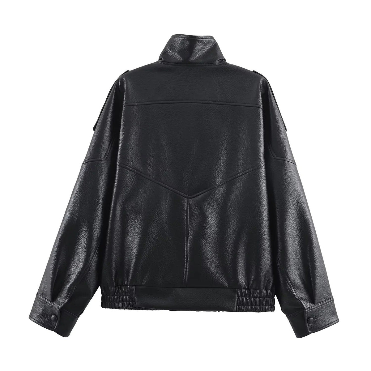 Women's Leather Jacket – Funnel Neck Asymmetric