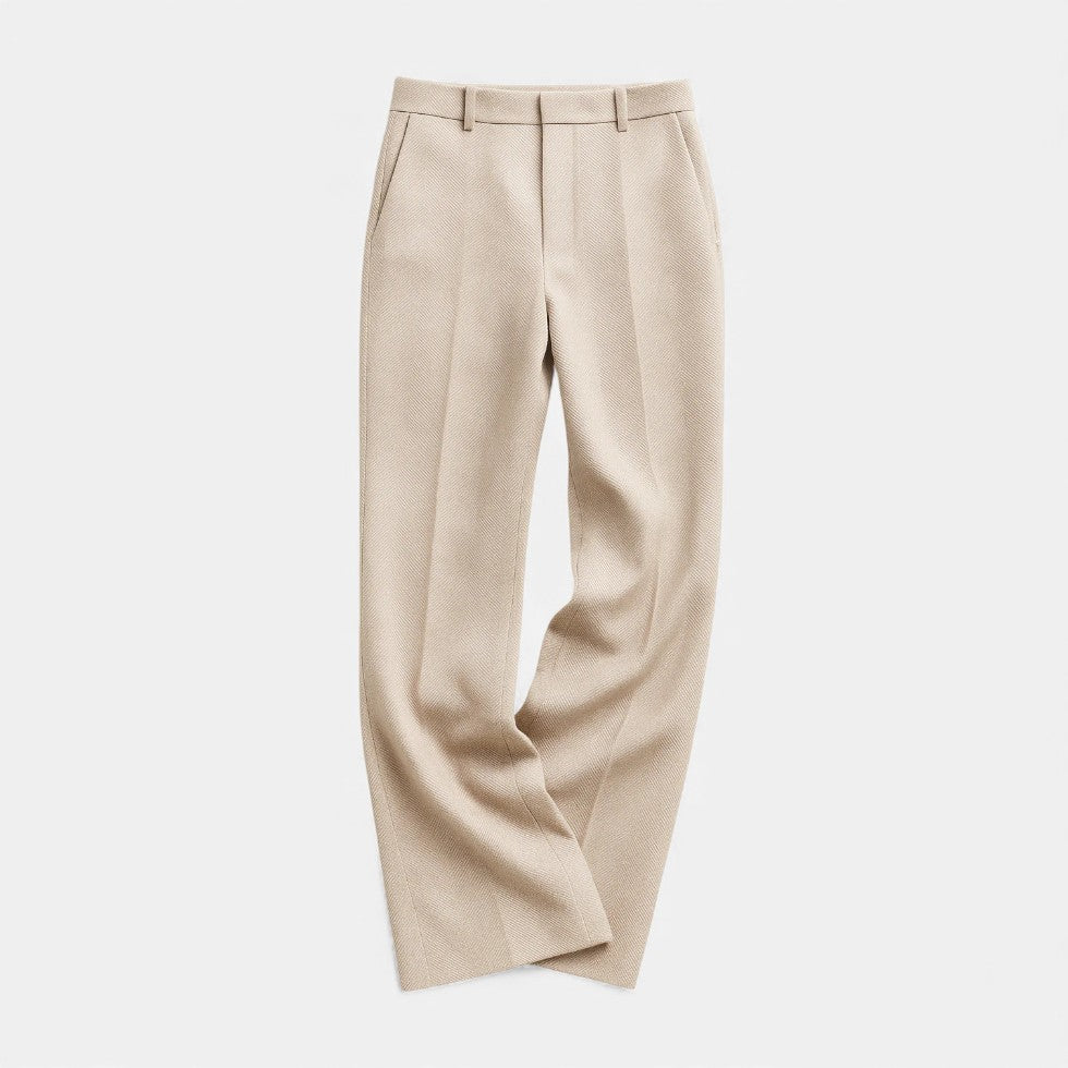 Women's Straight Leg Pants with Herringbone Pattern