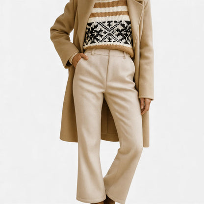 Women's Straight Leg Pants with Herringbone Pattern