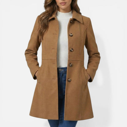 Women's Tailored Coat with Buttons and Collar