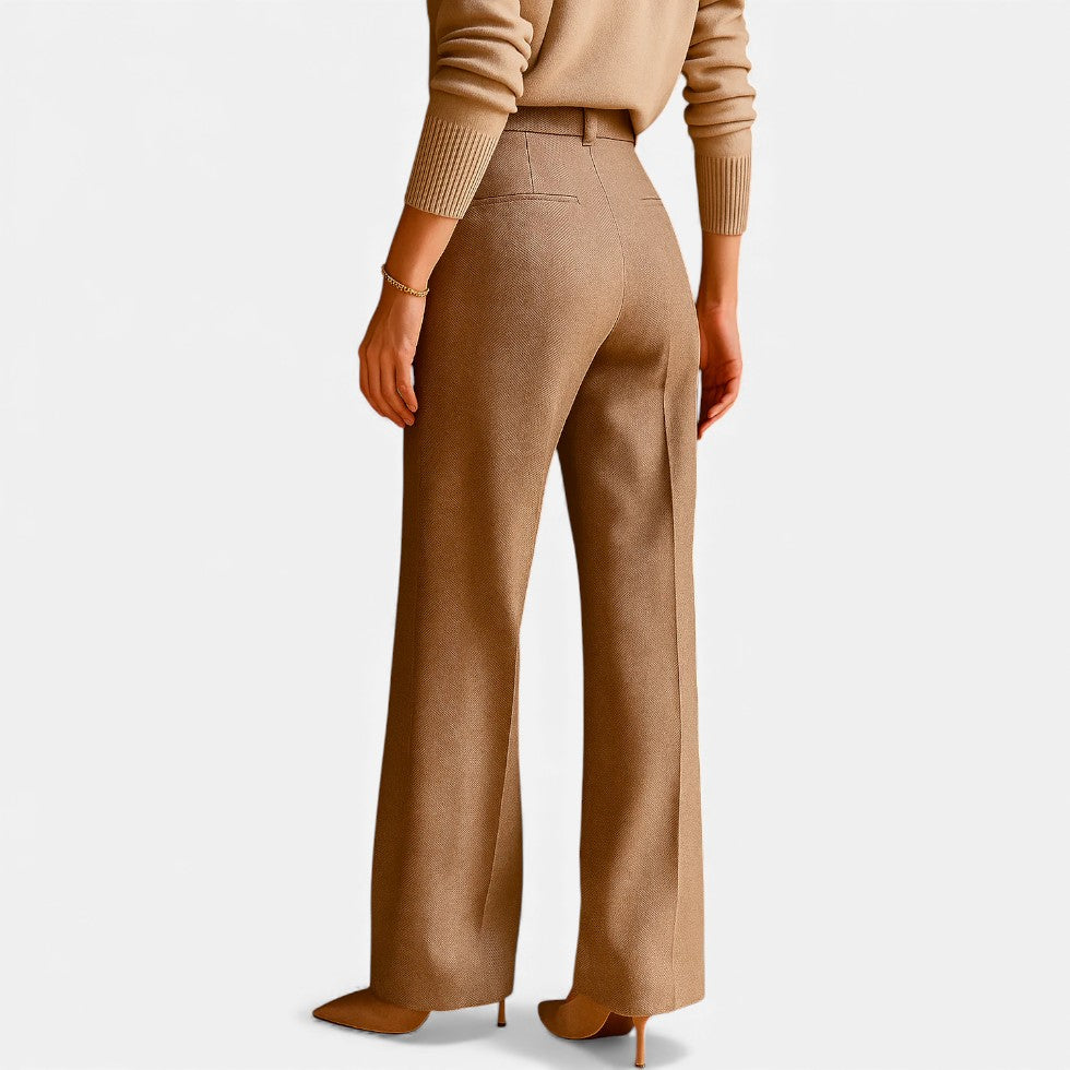 Women's Straight Leg Pants with Herringbone Pattern