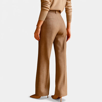 Women's Straight Leg Pants with Herringbone Pattern