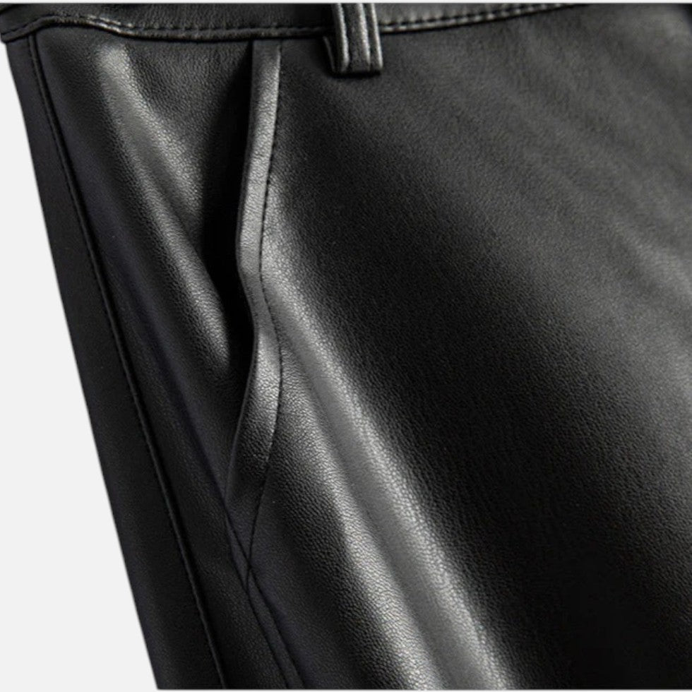 Women's Belted Faux Leather Wide-Leg Pants