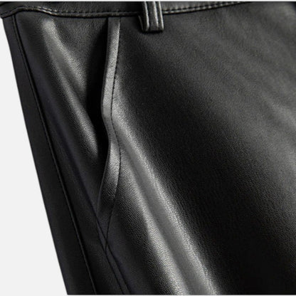 Women's Belted Faux Leather Wide-Leg Pants