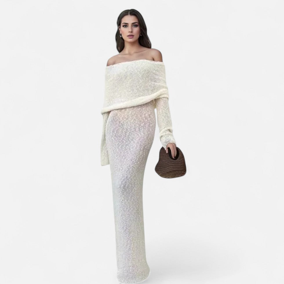 Women's Off-the-Shoulder Knit Maxi Dress
