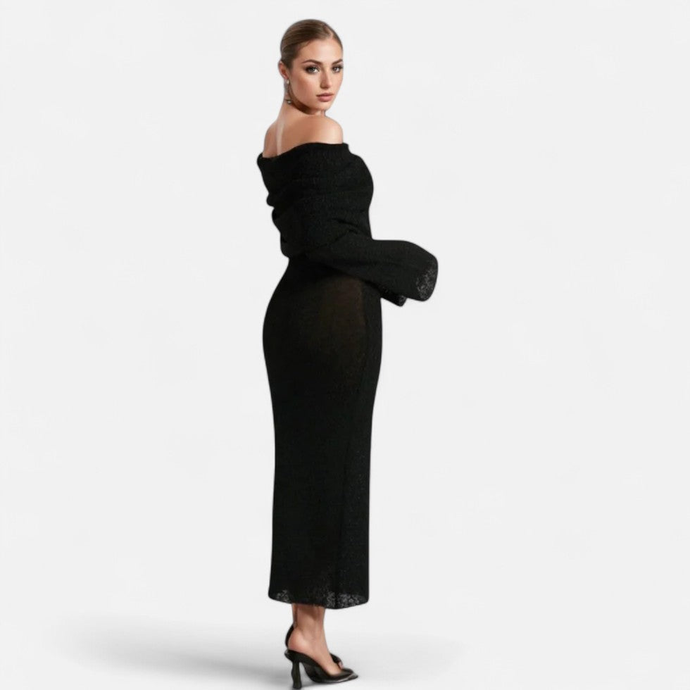 Women's Off-the-Shoulder Knit Maxi Dress
