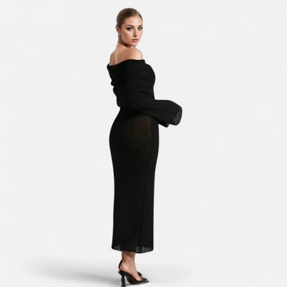 Women's Off-the-Shoulder Knit Maxi Dress