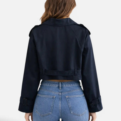 Women's Cropped Belted Trench Jacket in Cotton Blend