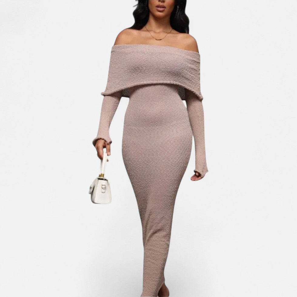 Women's Off-the-Shoulder Knit Maxi Dress