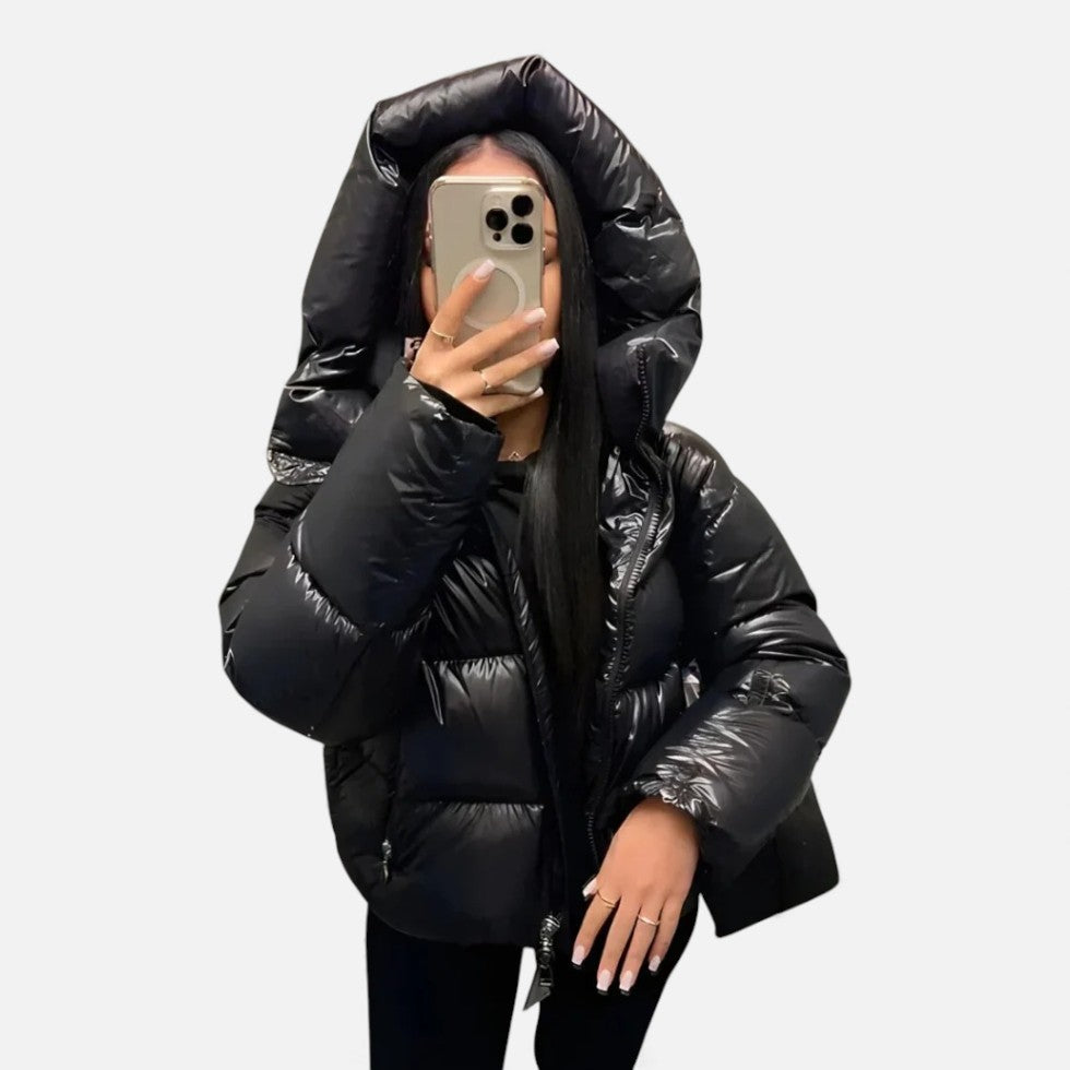 Women's Hooded Glossy Puffer Jacket
