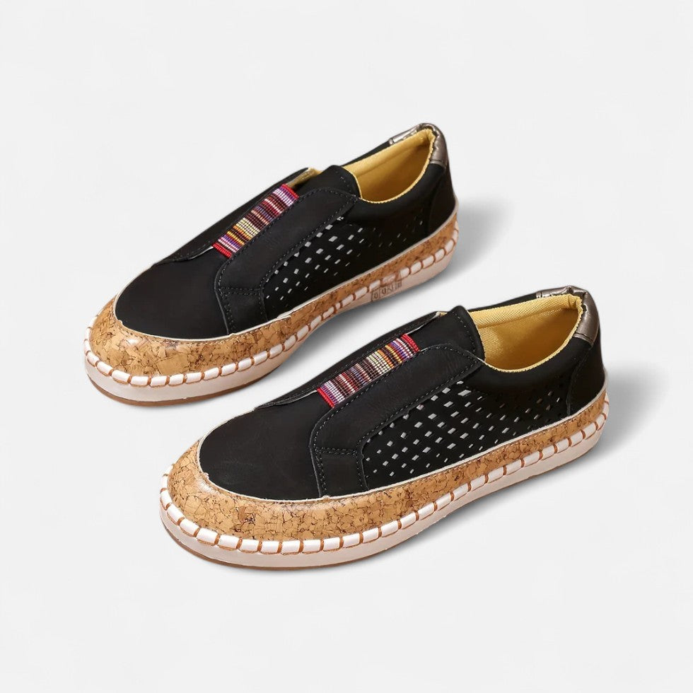 Women's Perforated Faux Leather Slip-On Sneakers