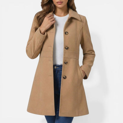 Women's Tailored Coat with Buttons and Collar