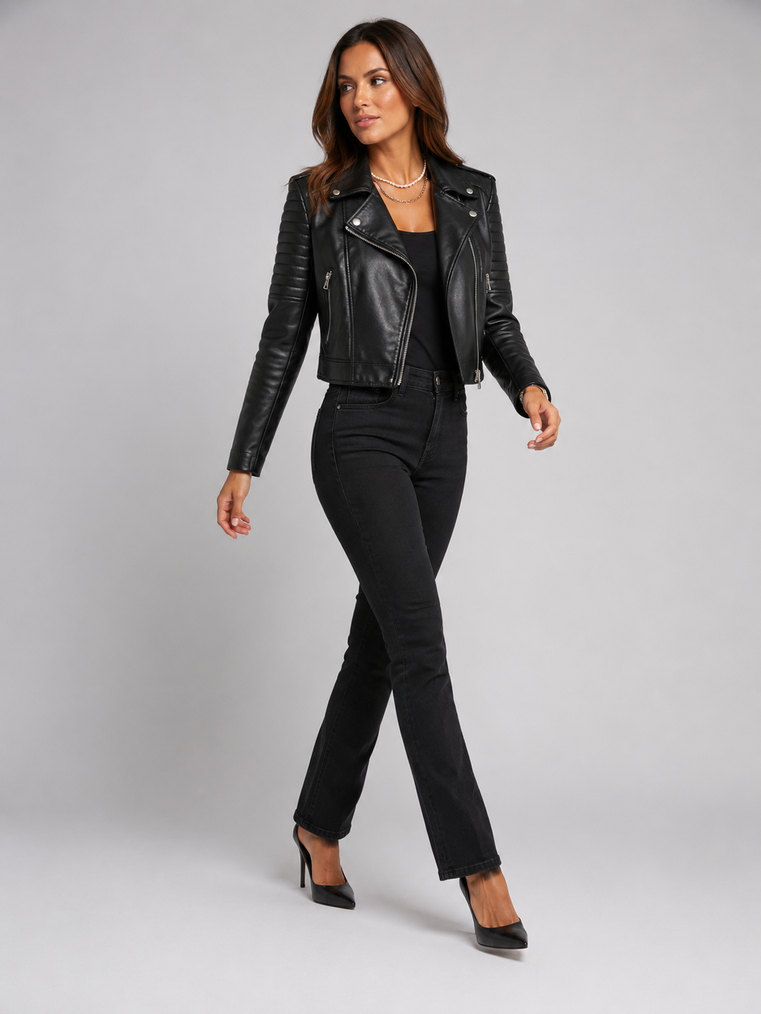Women's Leather Jacket – Asymmetric Zip Moto Collar