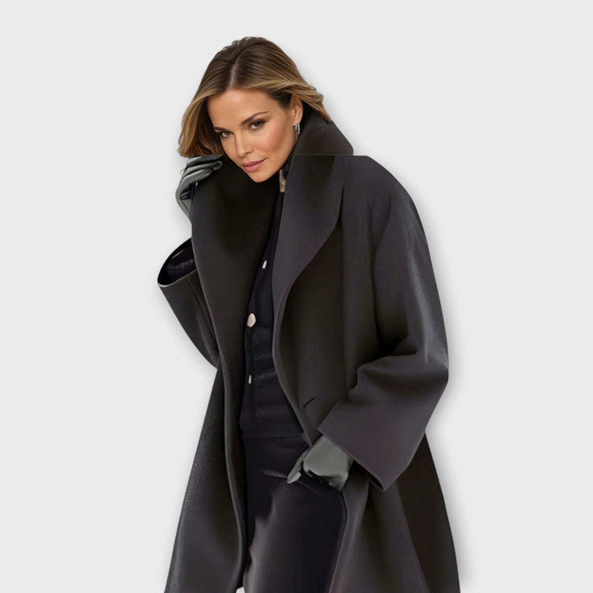 Women's Wool Coat – Wide Shawl Collar