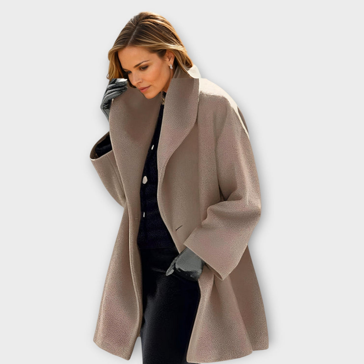 Women's Wool Coat – Wide Shawl Collar