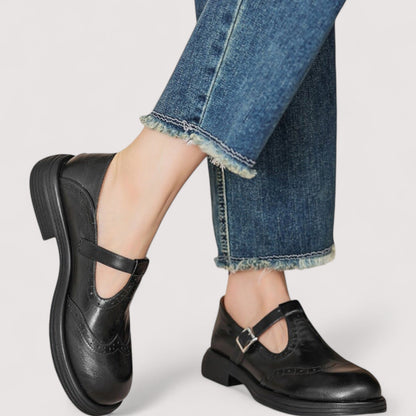Women's Leather T-Strap Mary Jane Shoes