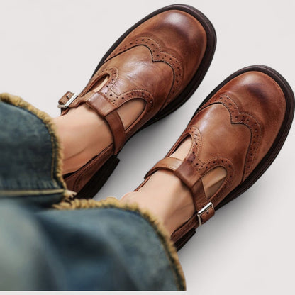 Women's Leather T-Strap Mary Jane Shoes