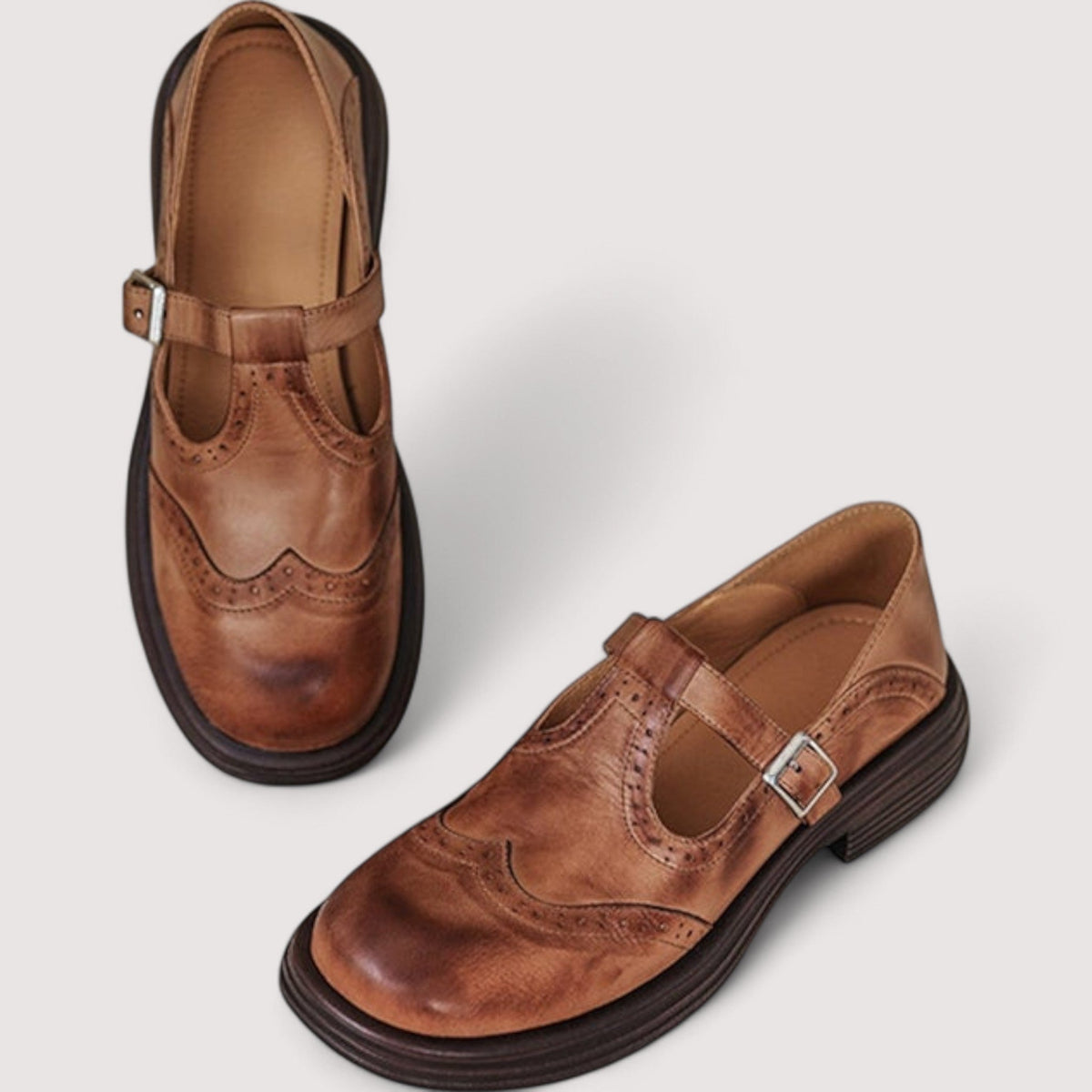 Women's Leather T-Strap Mary Jane Shoes