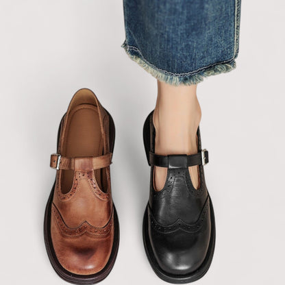 Women's Leather T-Strap Mary Jane Shoes