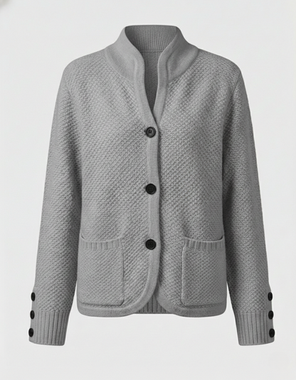 Women's Cashmere Cardigan – Button Front, Honeycomb Knit