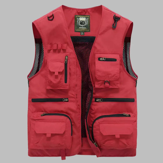 Men's Multi-Pocket Utility Vest with Mesh Lining