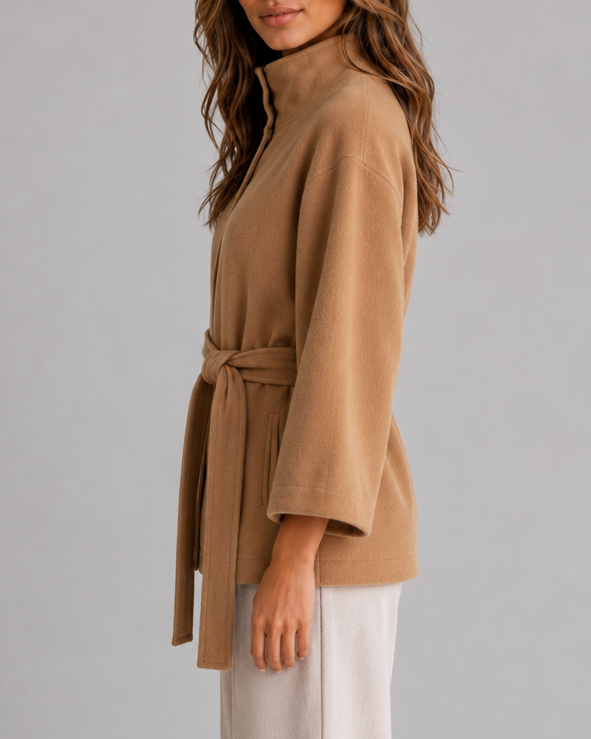 Women's Cape Coat – Funnel Neck, Belted