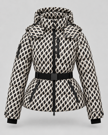 Women's Puffer Jacket – Belted, Detachable Hood