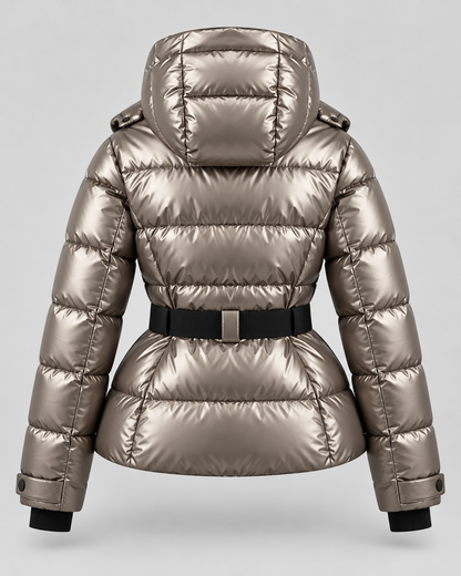 Women's Puffer Jacket – Belted, Detachable Hood