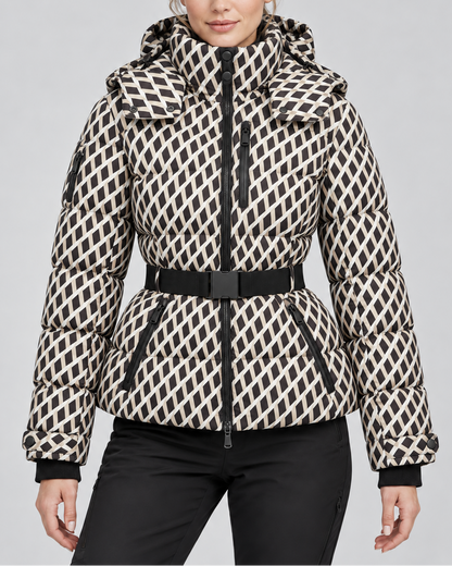 Women's Puffer Jacket – Belted, Detachable Hood