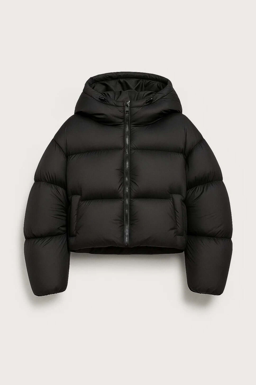 Women's Puffer Jacket – Cropped Hooded Zip-Up
