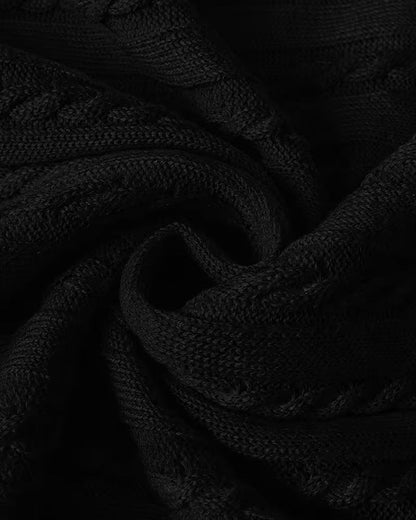 Women's Cable Knit Cardigan – Button Front, Round Neck